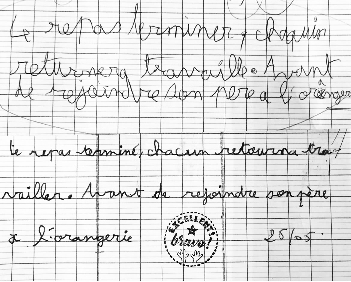 Page d'écriture, avant et après remédiation